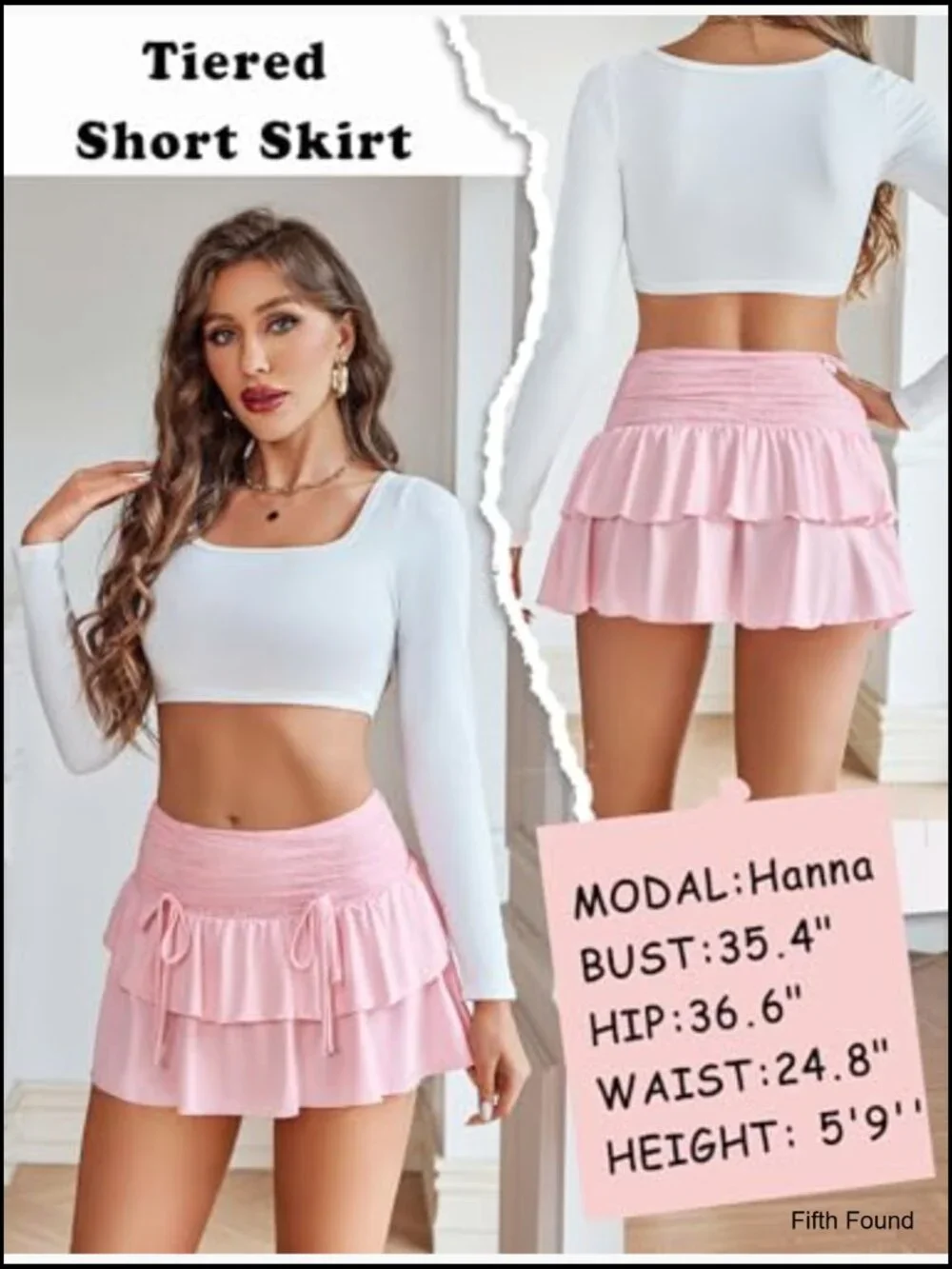 High Waisted Mini Skirt with Ruffle Layers, Stretchy Nylon Blend, Y2K Style - Picture 6 of 7